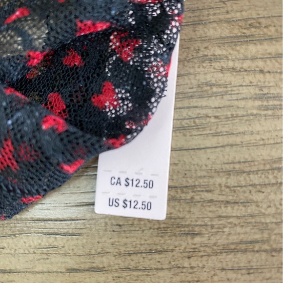 Victoria's Secret The Lacie Lace Bikini Panty Black w/ Red Hearts M/XL - Picture 3 of 4